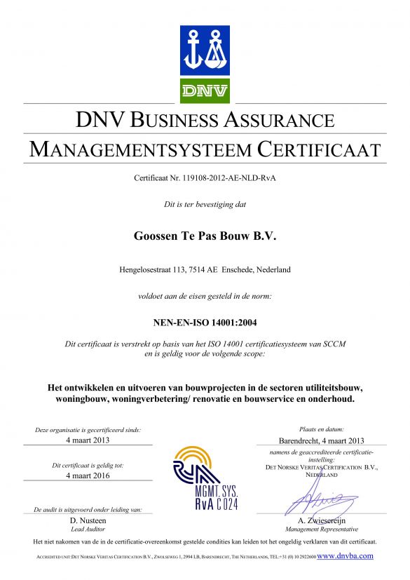 Certificaat ISO14001